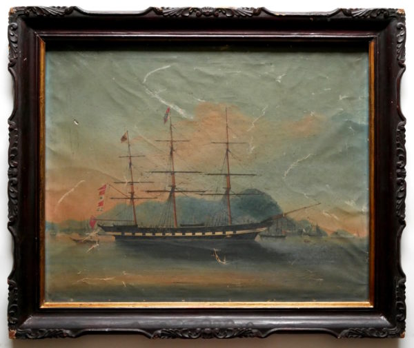Chinese School (19th Century) – A British Gun Boat off Hong Kong Harbour