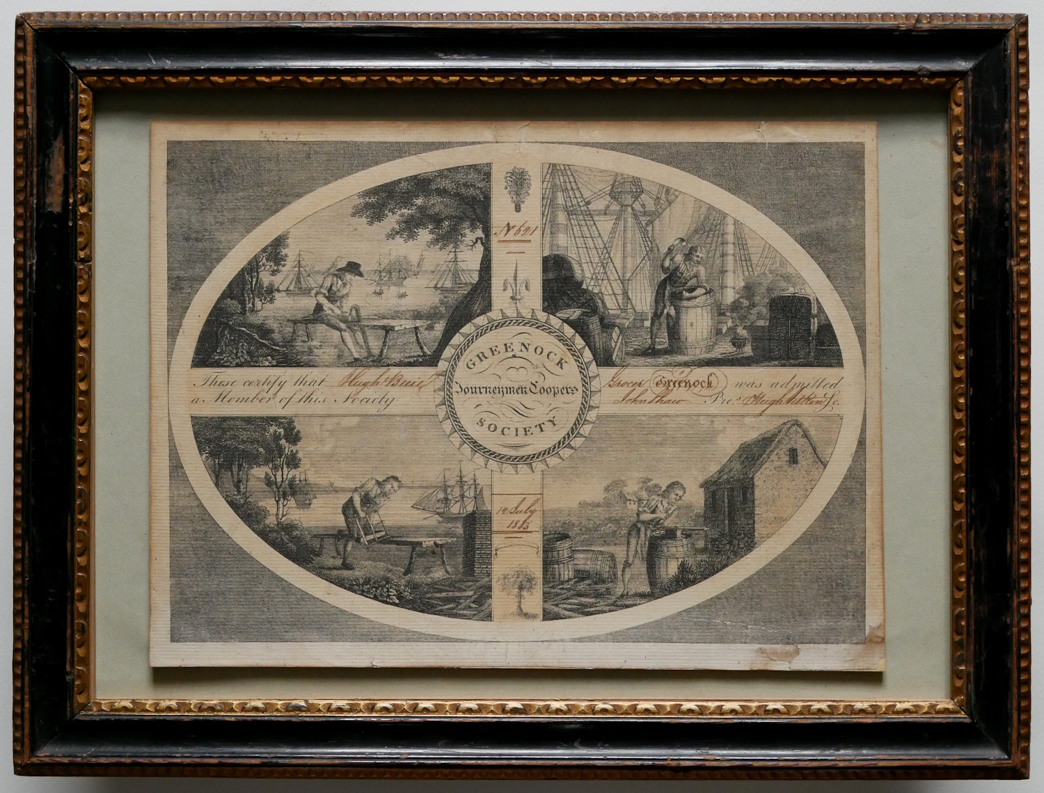 British School 1803 – Greenock Journeymen Coopers Society Certificate