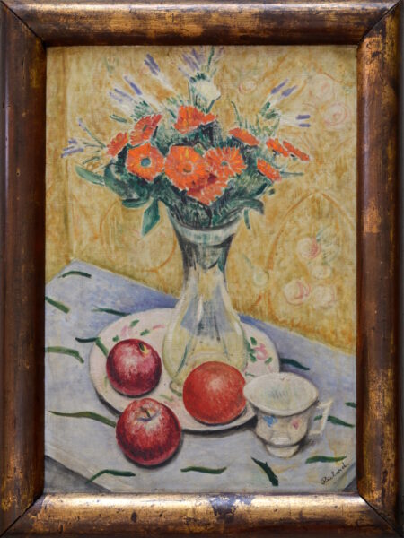 Jeanne Richard (French, 1892 – ?) – Flowers and Apples on a Table